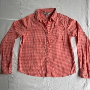 Mountain‎ Hardwear Gingham Button Down Shirt Pink White Small Scalloped Back
